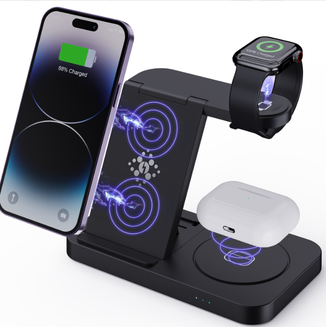 4-in-1 Foldable Wireless Charging Station | Apple & Samsung Compatible